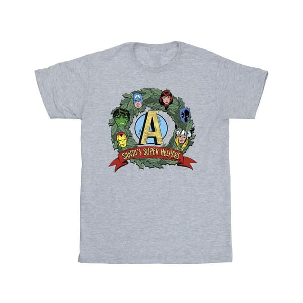 Marvel Boys Santa´s Super Helpers T-Shirt Sports Grey 7-8 Years