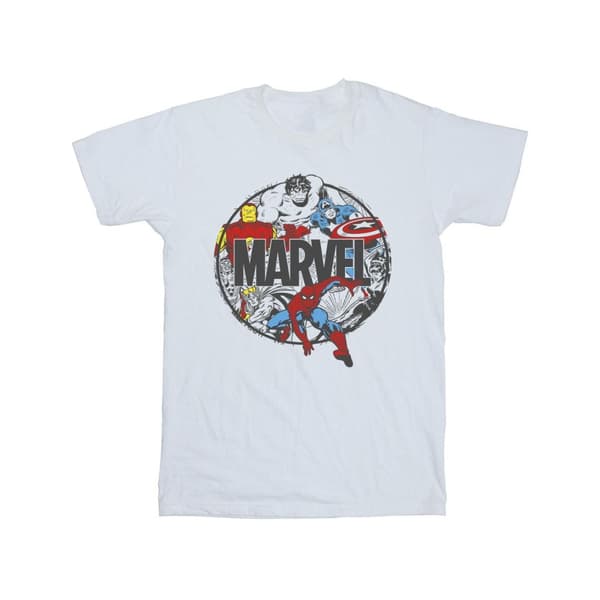 Marvel T-shirt med cirkelformad karaktär från Comics för pojkar White 7-8 Years