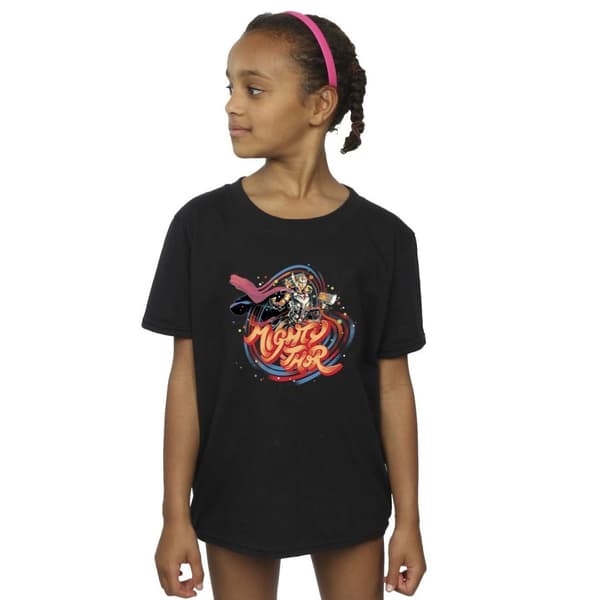 Marvel Girls Thor Love And Thunder Mighty Thor Swirl Cotton T-Shirt
