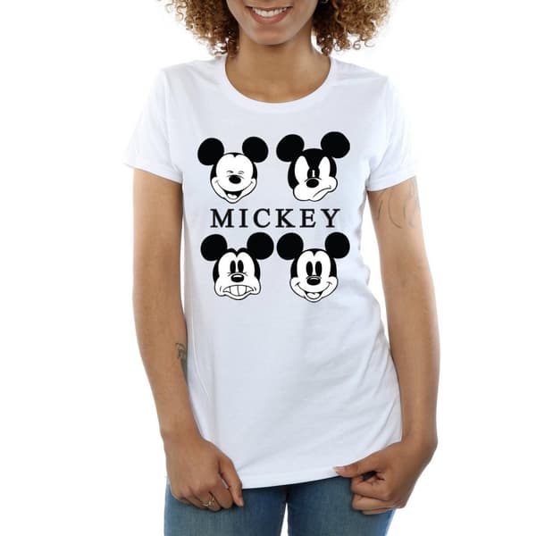 Disney Dam/Tjej Musse Pigg - T-shirt i bomull med fyra huvuden