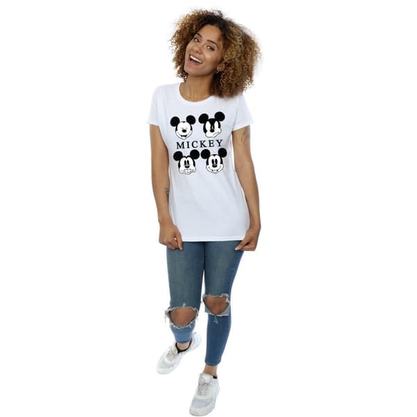 Disney Dam/Tjej Musse Pigg - T-shirt i bomull med fyra huvuden