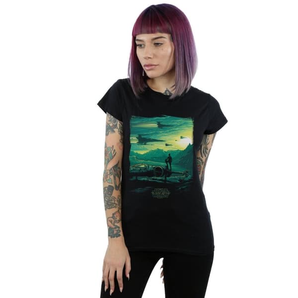 Star Wars: The Force Awakens Womens/Ladies Poe Art Poster Cotton T-Shirt