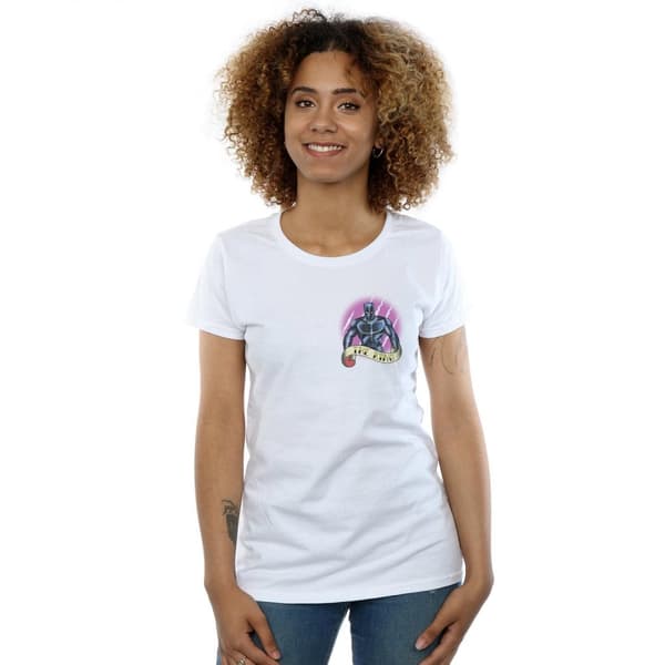Marvel Womens/Ladies Black Panther Tattoo Breast Print Cotton T-Shirt