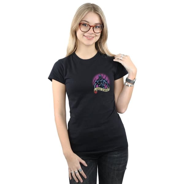 Marvel Womens/Ladies Black Panther Tattoo Breast Print Cotton T-Shirt