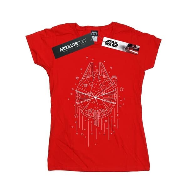 Star Wars Womens/Ladies Millennium Falcon Christmas Tree Delivery Cotton T-Shirt