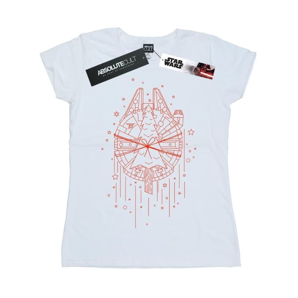 Star Wars Womens/Ladies Millennium Falcon Christmas Tree Delivery Cotton T-Shirt