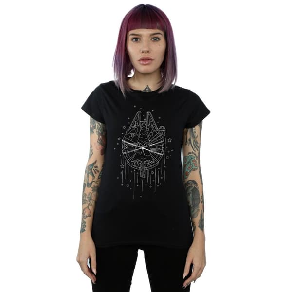 Star Wars Womens/Ladies Millennium Falcon Christmas Tree Delivery Cotton T-Shirt