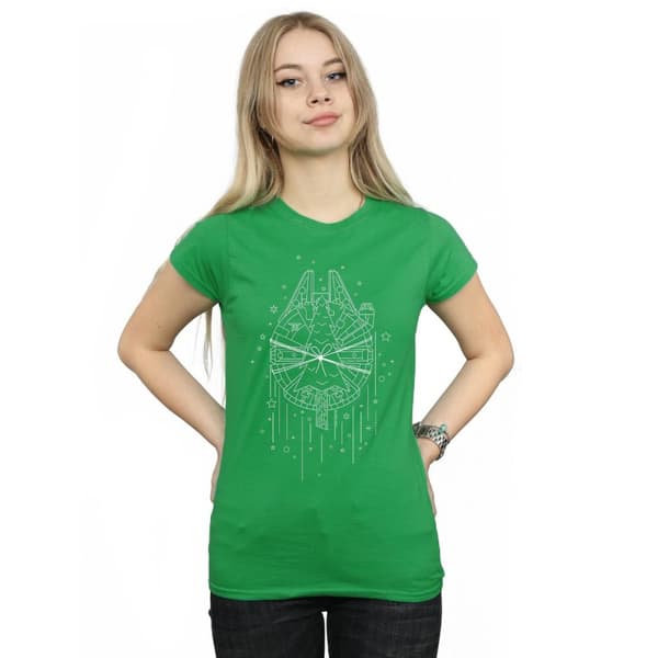 Star Wars Womens/Ladies Millennium Falcon Christmas Tree Delivery Cotton T-Shirt
