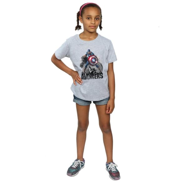 Marvel Girls Captain America Action Pose Cotton T-Shirt