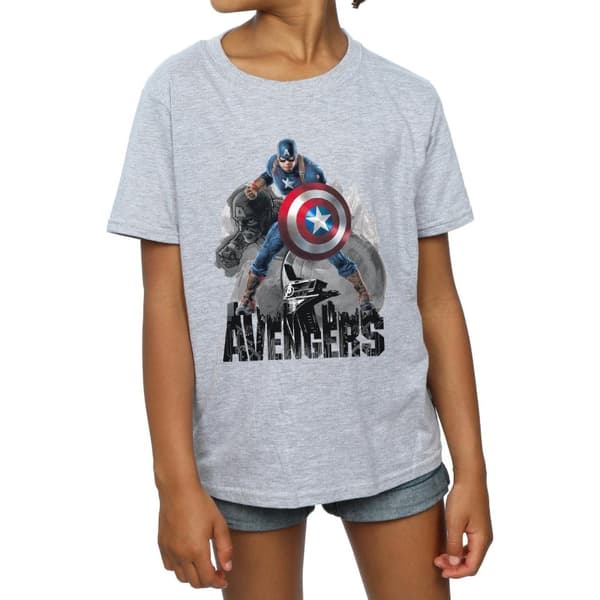 Marvel Girls Captain America Action Pose Cotton T-Shirt
