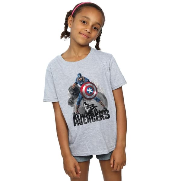 Marvel Girls Captain America Action Pose Cotton T-Shirt