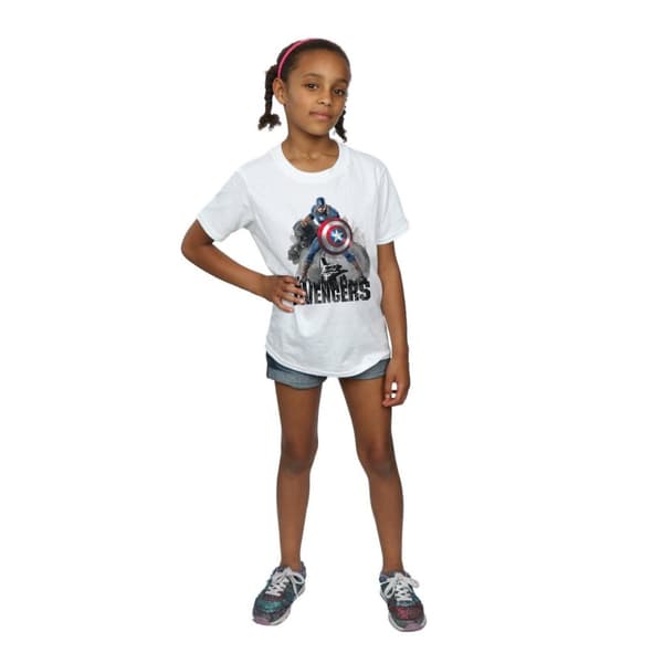 Marvel Girls Captain America Action Pose Cotton T-Shirt