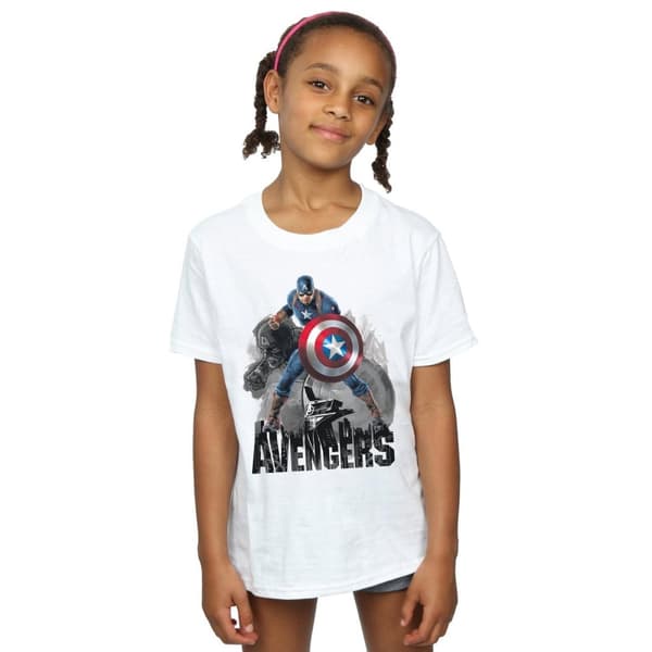 Marvel Girls Captain America Action Pose Cotton T-Shirt