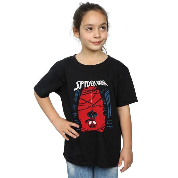 Marvel T-shirt i bomull med hängande skiss av Spider-Man för flickor