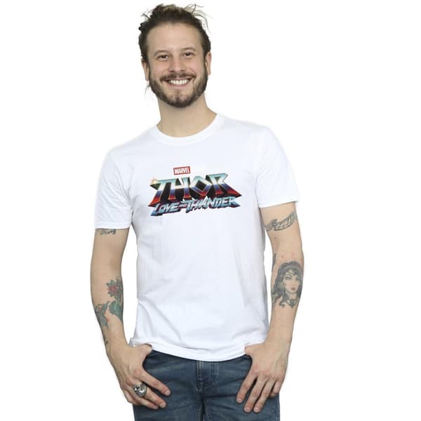 Marvel Mens Thor Love And Thunder Logo T-Shirt