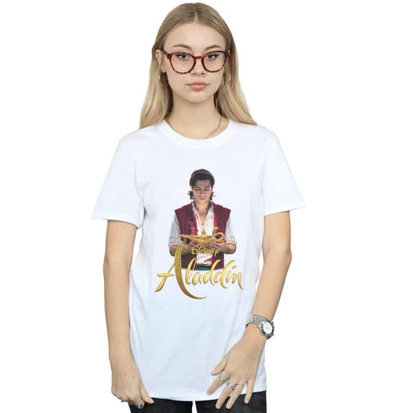 Disney Dam/Tjej Aladdin Movie Aladdin Foto Bomull Boyfriend T-shirt