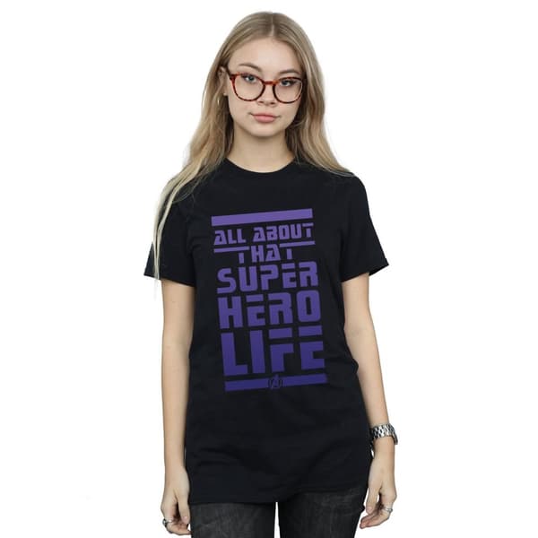 Marvel Womens/Ladies Avengers Endgame Superhero Life Cotton Boyfriend T-Shirt