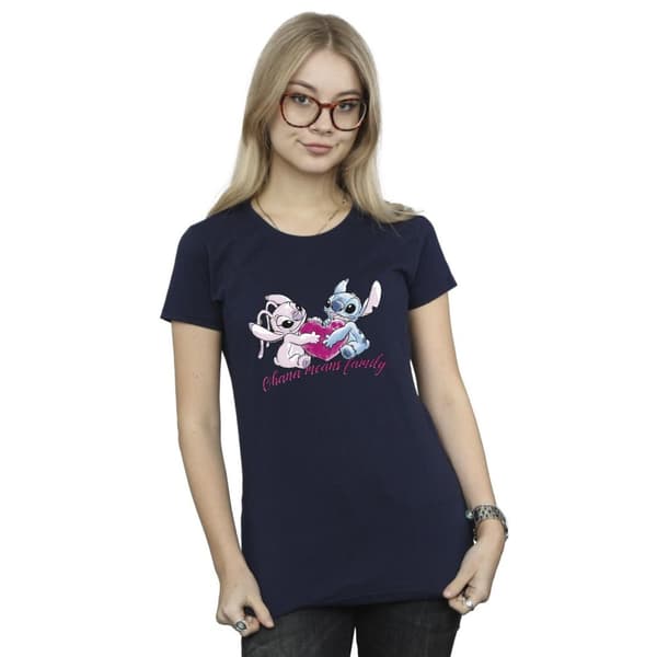 Disney Dam/Tjej Lilo And Stitch Ohana Heart With Angel - T-shirt i bomull