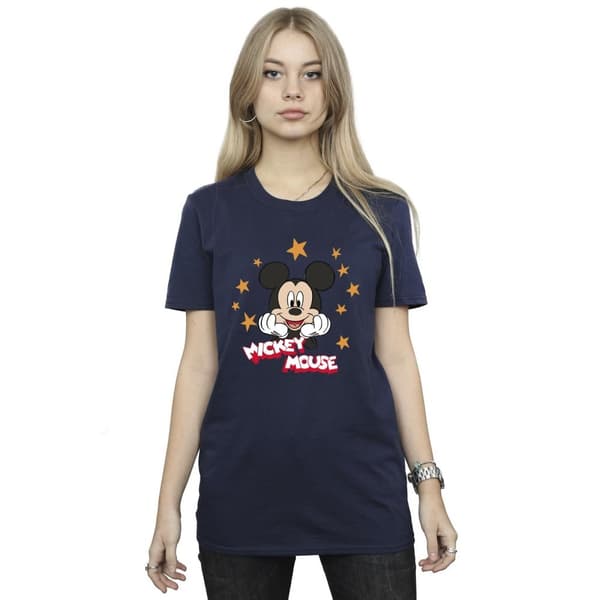 Disney Womens/Ladies Mickey Mouse Stars Cotton Boyfriend T-Shirt