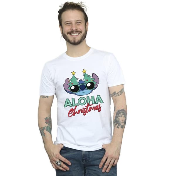 Disney Lilo And Stitch - T-shirt med nyanser av julgran för herrar