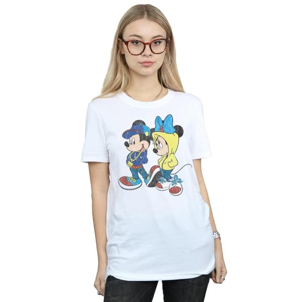 Disney Womens/Ladies Mickey And Minnie Mouse Pose Cotton Boyfriend T-Shirt