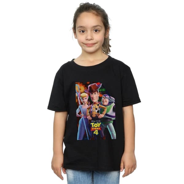 Disney T-shirt i bomull med affisch för flickor Toy Story 4 Buzz Woody och Bo Peep