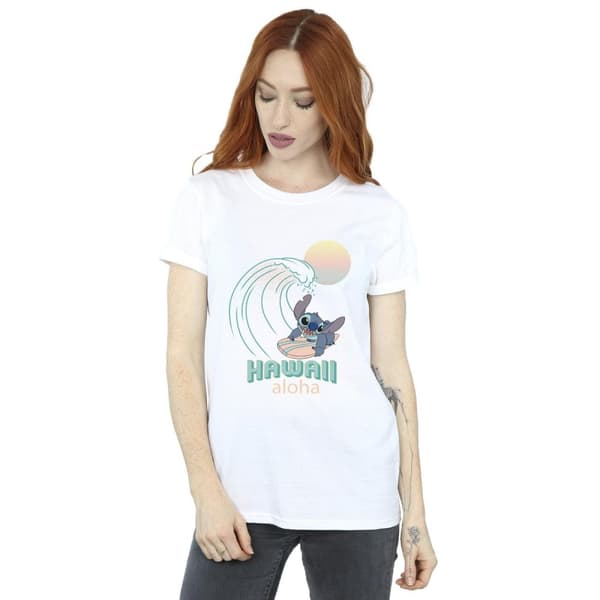 Disney Womens/Ladies Lilo And Stitch Hawaii Cotton Boyfriend T-Shirt