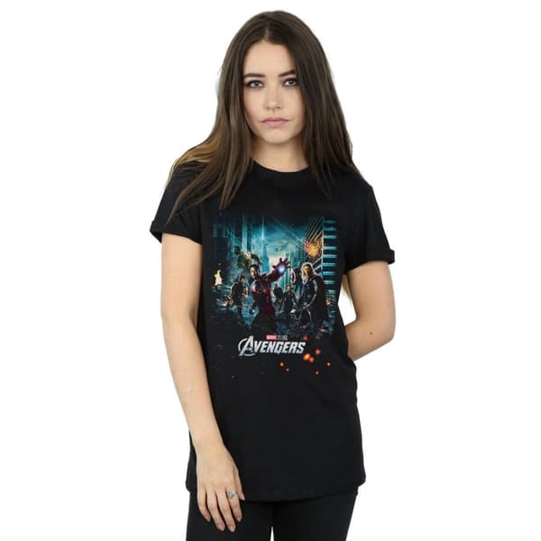 Marvel Studios Womens/Ladies The Avengers Poster Cotton Boyfriend T-Shirt