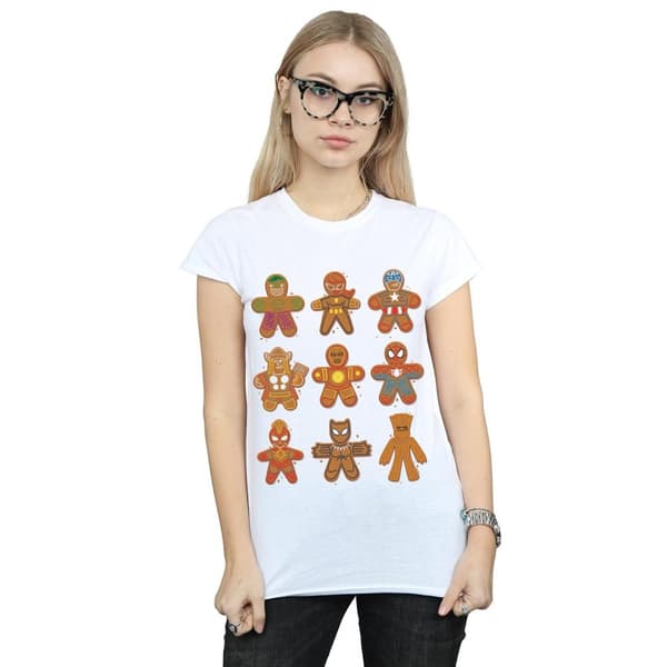 Marvel Womens/Ladies Avengers Christmas Gingerbread Cotton T-Shirt