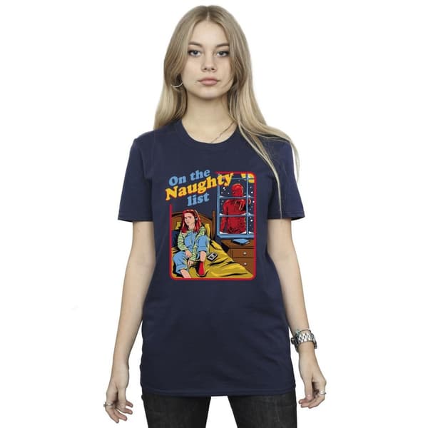 Netflix Dam/kvinnor Stranger Things Naughty List Boyfriend T-shirt i bomull