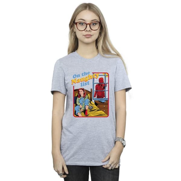 Netflix Dam/kvinnor Stranger Things Naughty List Boyfriend T-shirt i bomull