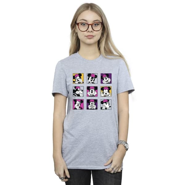 Disney Dam/Lady Minnie Mouse Squares Boyfriend T-shirt i bomull