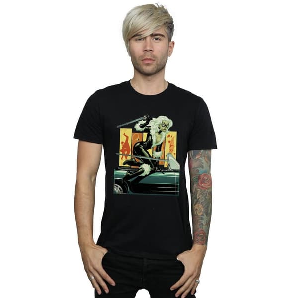 Marvel Mens Black Cat Car T-Shirt