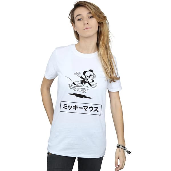 Disney Womens/Ladies Mickey Mouse Skating Cotton Boyfriend T-Shirt