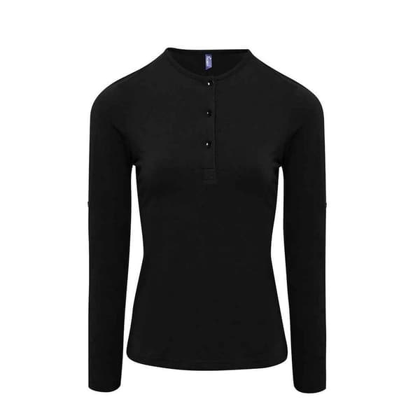 Premier Womens/Ladies Long John Plain Roll Sleeve T-Shirt