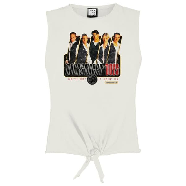 Amplified Dam/Tjej - Backstreet Boys - ärmlös t-shirt med knuten fåll