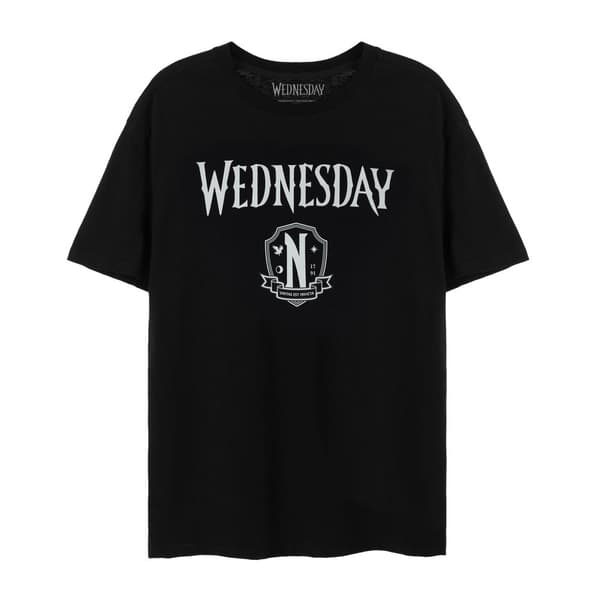 Wednesday Womens/Ladies Crest Logo T-Shirt Black/White XL