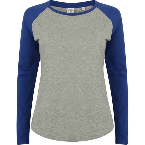SF Womens/Ladies Heather Long-Sleeved Baseball T-Shirt