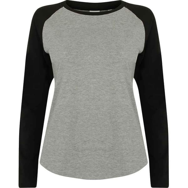 SF Womens/Ladies Heather Long-Sleeved Baseball T-Shirt