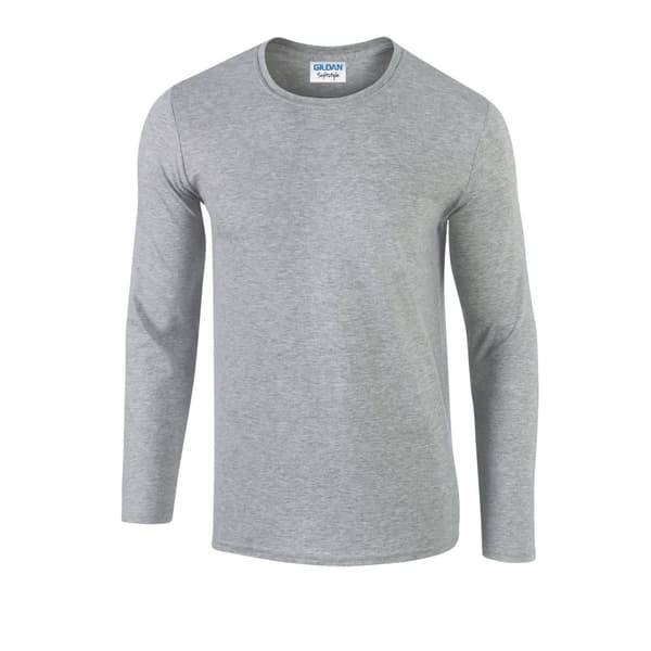Gildan Unisex Adult Softstyle Polycotton Long-Sleeved T-Shirt Sports Grey XL