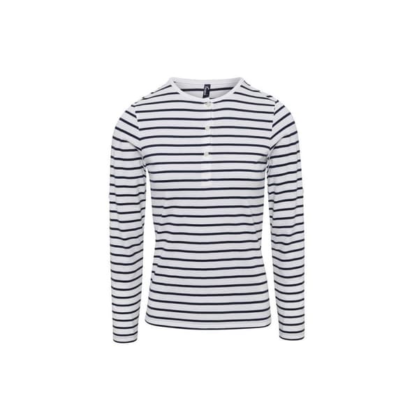 Premier Womens/Ladies Long John Striped Roll Sleeve T-Shirt