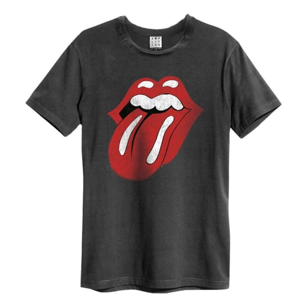 Amplified Unisex T-shirt til voksne med tunge fra Rolling Stones - The Tongue Era Charcoal XL