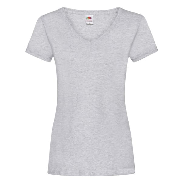 Fruit of the Loom Dam/Tjej Heather V-ringad t-shirt med kvinnlig passform Heather Grey XXL