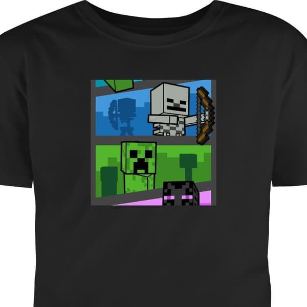 T-shirt för Barn | Klassisk Barn-T-shirt Minecraft Svart 9-11