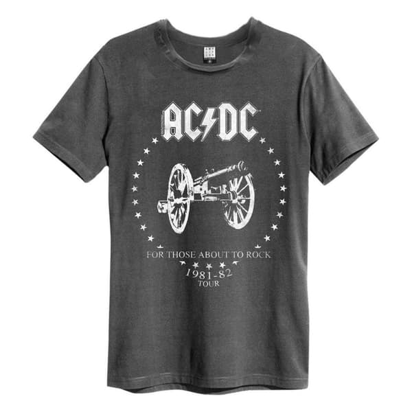 Amplified Unisex Adult For Those About To Rock AC/DC T-Shirt Charcoal XXL
