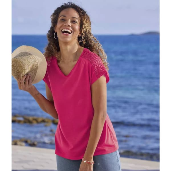 Atlas For Women T-shirt med makramé för damer/damer