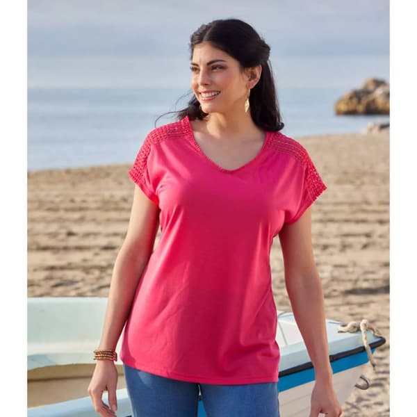 Atlas For Women T-shirt med makramé för damer/damer