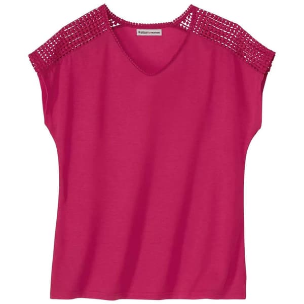 Atlas For Women T-shirt med makramé för damer/damer Pink 8 UK - 10 UK