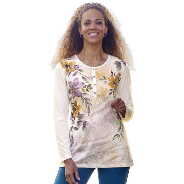 Atlas for Women Blommig Henley-topp för kvinnor/damer