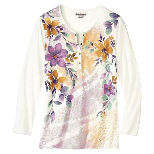 Atlas for Women Blommig Henley-topp för kvinnor/damer